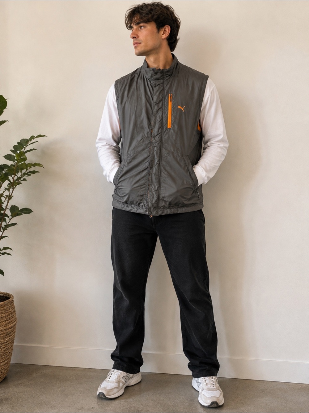 PUMA Gray Lightweight Full Zip Golf Vest Jacket | Men’s Size M